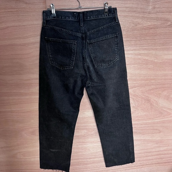 AGOLDE women's button fly jeans 24 bootcut raw hem distressed denim black cotton - Picture 3 of 8